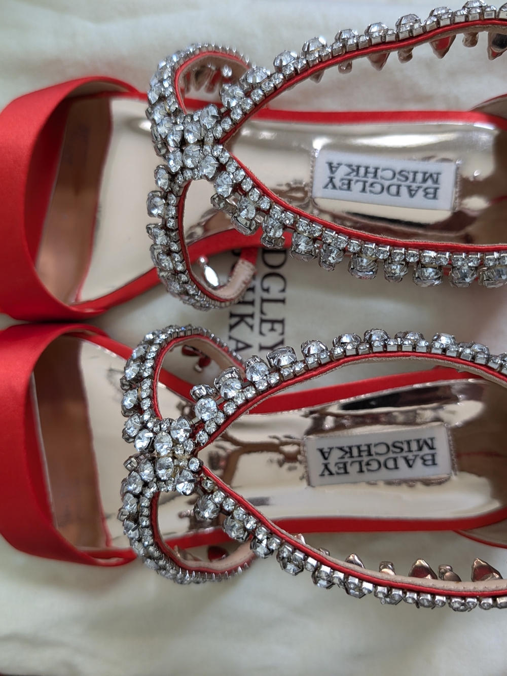 Badgley Mischka Satin Crystal-Embellished Women's Sandals